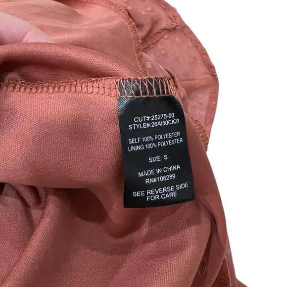 Trixxi Burnt Orange Swiss Dot Tiered Mini Dress S - Picture 6 of 6